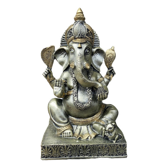 Figura Decorativa Diosa Ganesh Ganesha Suerte Con Raton 