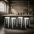 Set De 4 Banquetas Metal Alto Barra Tolix Blanco Hlc
