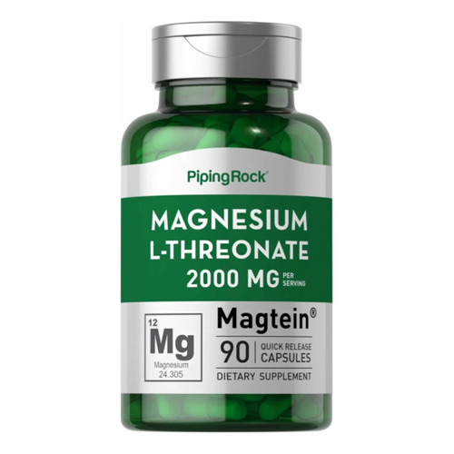 Magnesio L-treonato (magtein) 2000mg X 90 Caps. Piping Rock Sabor Neutro