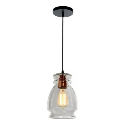 Colgante 1 Luz Vintage Antique Cobre Y Transparente Apto Led