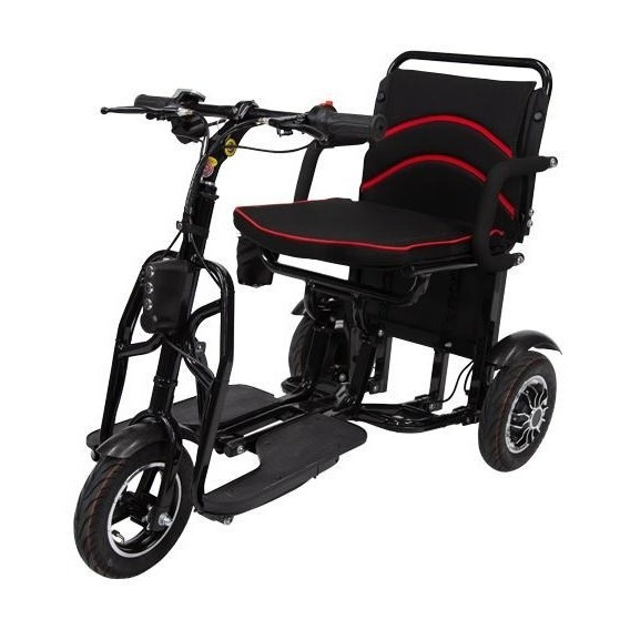 Silla De Ruedas Electrica Scooter Plegable Facil Transporte Color Negro con rojo