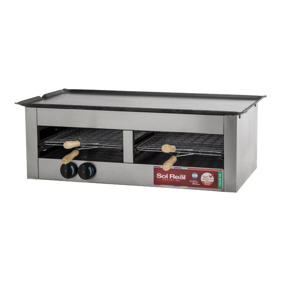 Carlitero Tostador Doble Con Plancha Sol Real Ac Inox A Gas