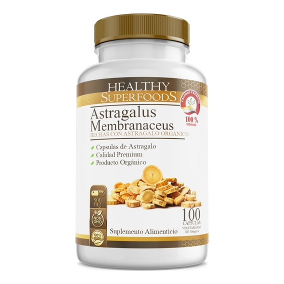 Healthy Superfoods - Astragalo (Astragalus membranaceus) - Puro Premium - 100 Capsulas - 500mg - Sabor Natural