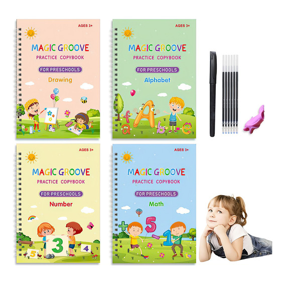 Kit Escolar Genérico Cuaderno Mágico Caligrafía 12pcs