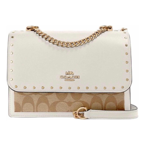 Bolsa Coach Original Klare Crossbody In Signature Rivets Acabado de los herrajes Dorado Color Crema Color de la correa de hombro Crema Diseño de la tela Monograma