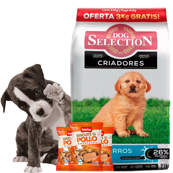 Dog Selection Cachorros 21 + 3kg + Biscuits De Pollo X3 