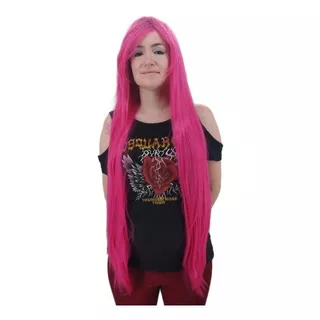 Peruca Wig Super Longa 1 Metro Cosplay Fantasia Com Franja