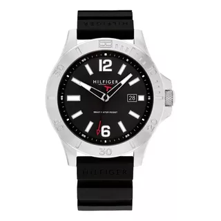 Reloj Hombre Tommy Hilfiger 1710539 Of Local Belgrano Color Del Fondo Negro Color De La Malla Negro Color Del Bisel Plateado