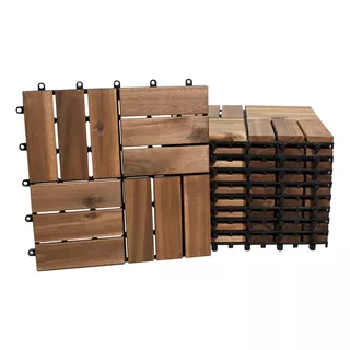 Caja De 10 Pz Piso Modular Acacia  Deck Tile  12 Slats