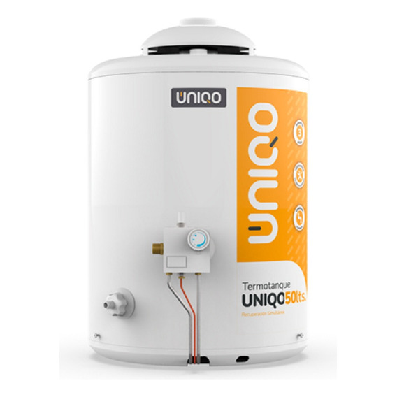 Termotanque Uniqo 50lts Recuperacion Simultanea Multigas D2 Color Blanco