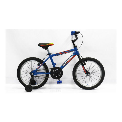 Bicicleta bmx niños infantil Tomaselli Kids R16 frenos v-brakes color azul con ruedas de entrenamiento  