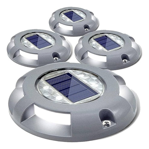 Luz Solar De Piso Aplique Tipo Tortuga Pack X4