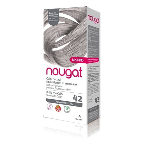 Kit Tintura Plumari  Nougat Brillo con color tono 42 gris acero