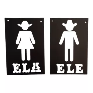Placa Banheiro Country Rustico Cowboy Cowgirl Decorativa 