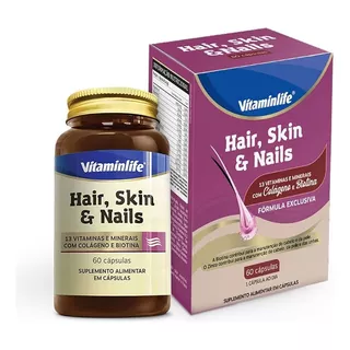 Hair, Skin E Nails Colágeno Biotina - 60 Cáps - Vitaminlife