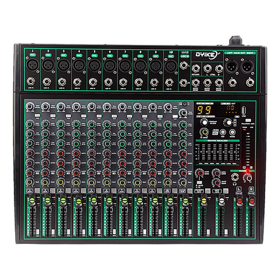 12 Canales Mezcladora Bluetooth Ecualizador Efectos Mixer