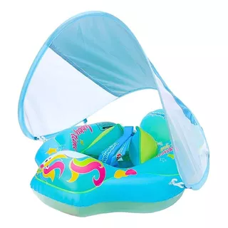 Flotador Bebé Antivuelco Con Sombrilla Uv Piscina Inflable