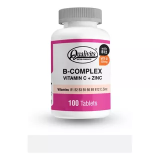 B Complex X 100 Tabs Qualivits® | Vitaminas B + C + Zinc Sabor Sin Sabor