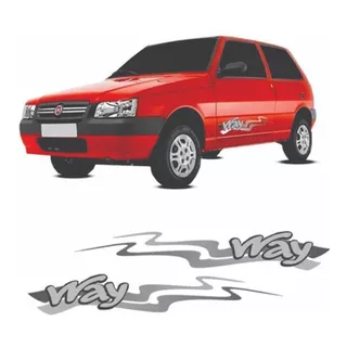 Adesivo Faixa Lateral Fiat Uno Way 2013 Uno Way Ondas Cor Cinza