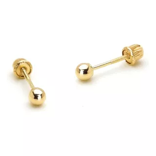 Broquel Bola P/ Bebe 3mm Oro Solido 10k