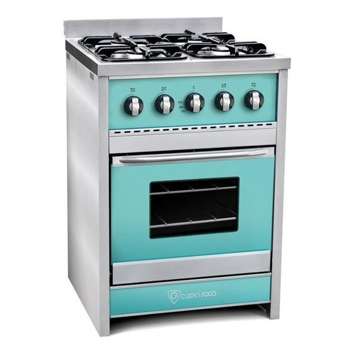 Cocina industrial Cook & Food Chiara CF60 a gas/eléctrica 4 hornallas  verde 220V puerta con visor