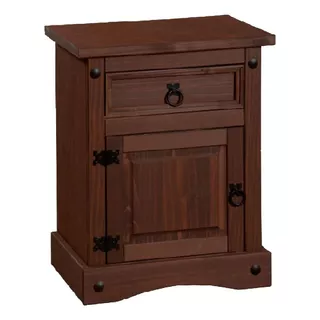 Mesa De Luz Linea Mexicana 1 Cajon Madera Nogal Oscuro E104 Color Marrón