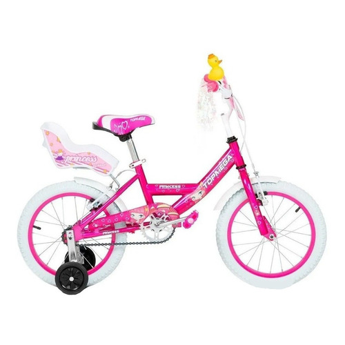 BMX infantil TopMega Kids Princess R16 frenos v-brakes color rosa con ruedas de entrenamiento  