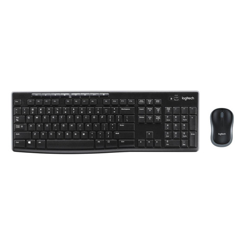 Kit de teclado y mouse inalámbrico Logitech MK270 Inglés US de color negro