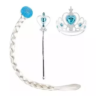 Kit Fantasia Frozen Elsa Acessórios Meninas Coroa Varinha