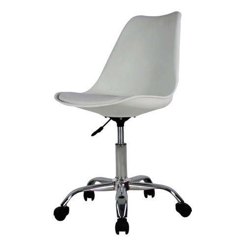 Silla Eames Para Oficina Con Ruedas Altura Ajustable Premium Color Gris claro Material del tapizado Cuero sintético