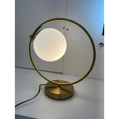 Lampara Velador Aydi Red Dorado Globo Opal Apto Led E27 Ld Dorado Blanco