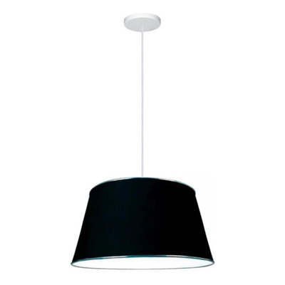 Lampara Colgante Pantalla Negra Y Cromo Apto Led Luz Desing