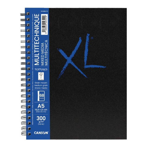 Cuaderno multimedia Canson Xl Book Mix, 300 g/m2, tamaño A5, 34 hojas