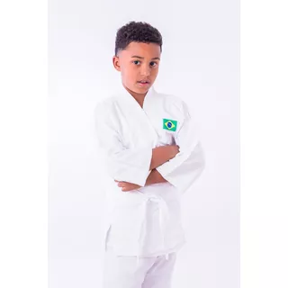 Kimono Infantil Judo Jiujitsu Reforçado Branco +faixa Grátis