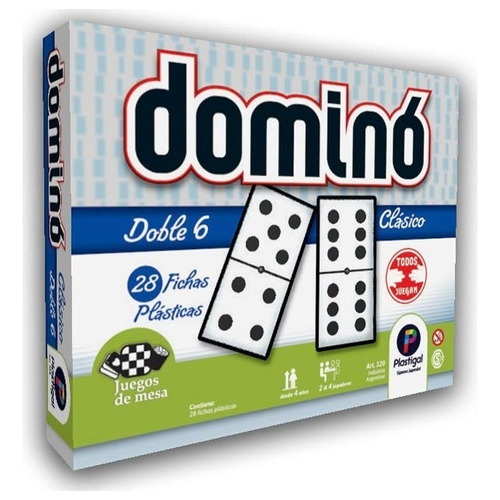 Juego De Mesa Domino Doble 6 Clasico Plastigal