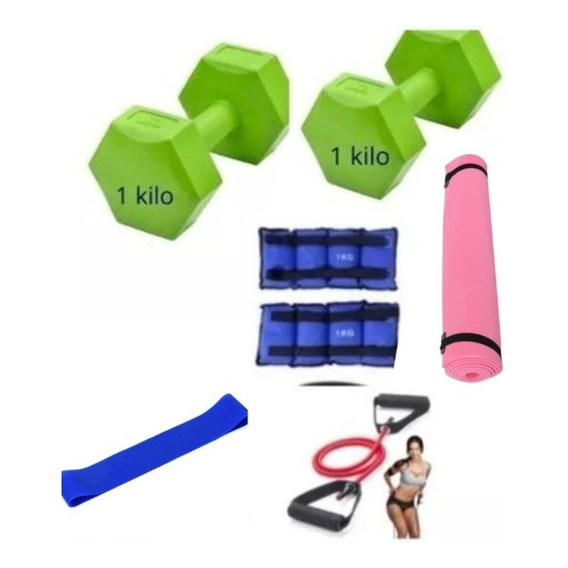 Kit Set Ejercicio Entrenamiento  Pesa Banda Mancuerna