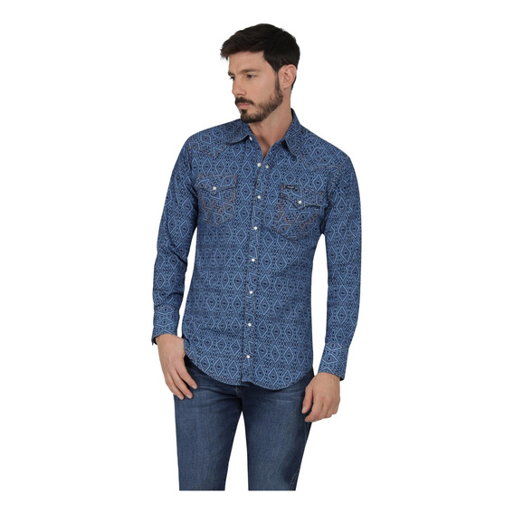 Camisa Vaquera Hombre Wrangler Regular Fit Manga Larga 4am