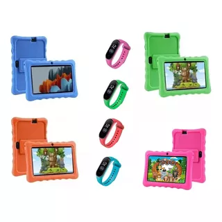 Tablet Para Niños +silicona+reloj+stickers+juegos De Regalo