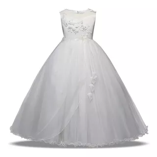 Vestido Infantil Longo Branco Daminha Casamento Dama Flor