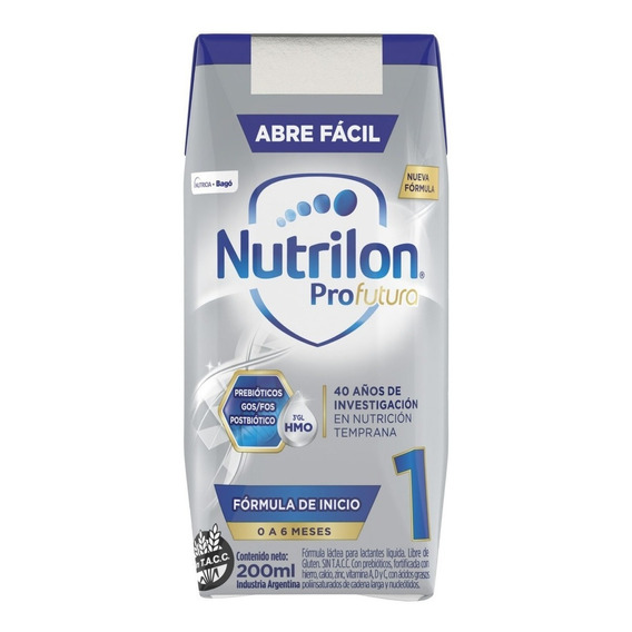 Leche de fórmula líquida sin TACC Nutricia Bagó Nutrilon Profutura 1 sabor neutro en brick de 30 de 200g - 0  a 6 meses