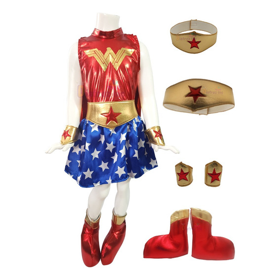 Disfraz Tipo Mujer Maravilla Traje Wonder Woman Vestido