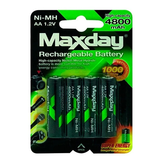 Pack 4 Pilas Aa Recargables Pila Recargable Pilas Aa 4800mah