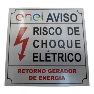 Placa Aviso Risco De Choque - Padrão Enel 15x15 #alumínio#