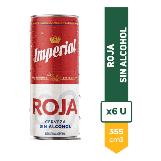 Cerveza Imperial Roja Sin Alcohol 0,0 Lata 355ml Pack X6