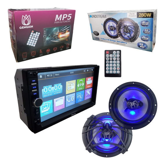 Estereo Pantalla 7 Pulgadas+bocinas 6.5 Soundstream Con Led