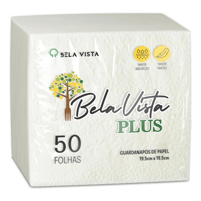 Kit C/40 Guardanapo Papel 19,5cm Bela Vista Plus Branco