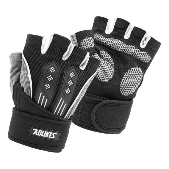 Guantes Pesas Premium Negro Gris Y Blanco - Aolikes