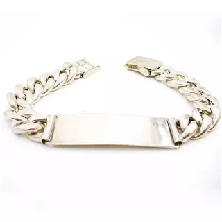 Pulsera Plata Hombre Gruesa Identidad Grabado Sin Cargo Papá