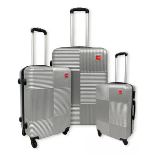 Equipaje Maletas Set De 3 Valijas Gris Plateado Oferta Viaje