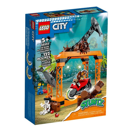 Lego City Desafio Acrobático De Tiburon 60342 Moto Friccion Cantidad de piezas 122